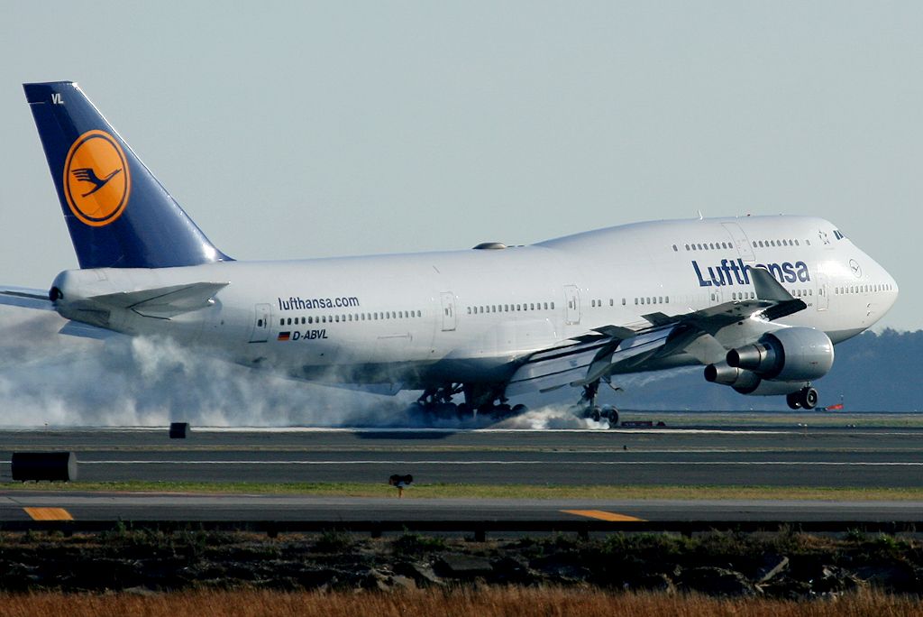 D-ABVL — - Lufthansa 422 heavy touching down on runway 22L, arriving from Frankfurt, Germany. This frame has been stored since 2015. Photo was taken on November 11, 2011