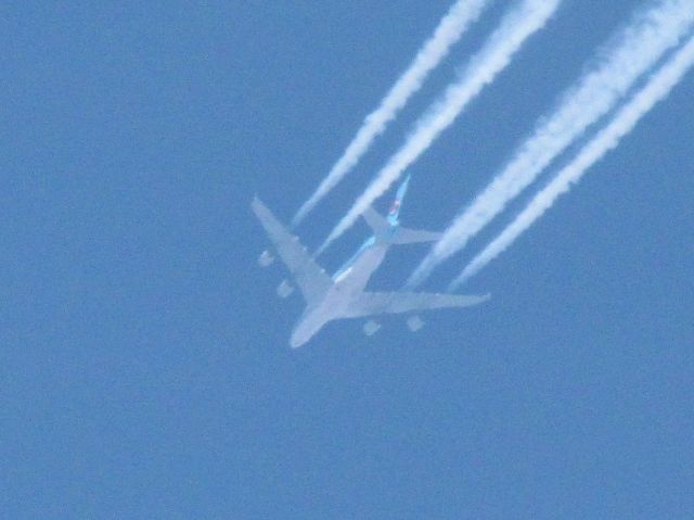 Airbus A380-800 — - Korean Air flight 36 flying north over southern Ohio at 36,000 feet