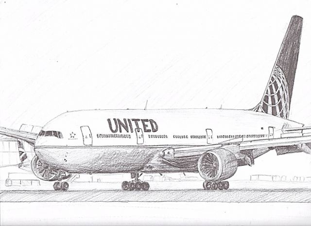Boeing 777-200 — - Drawing of a United 777-200