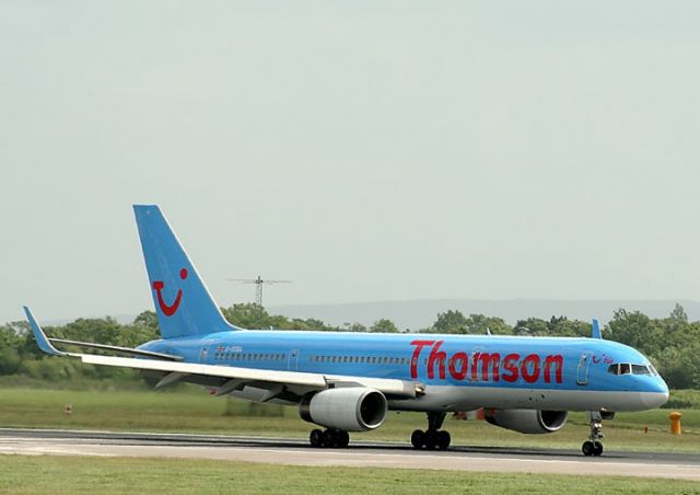 Boeing 757-200 (G-OCEA) - Thomson plane is taking off at uk airport