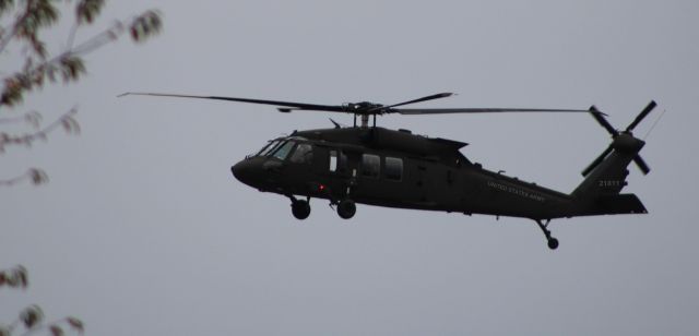 Sikorsky S-70 (A21811) - Moment from landing is this Sikorsky UH-60 Black Hawk twin turbo-shaft rotorcraft in the Autumn of 2021.