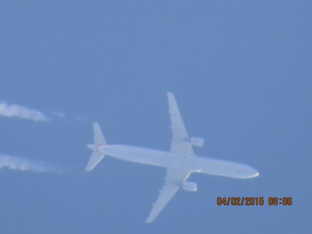 Airbus A321 (N193UW) - U.S. Airways flight 686 from DEN to PHL over Southeastern Kansas dodging storms over Missouri at 35,000 feet.
