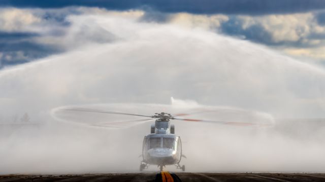 Sikorsky S-76 (N176AM) - AeroMed1 getting a final send off salute for the clinical flight manager on her final patient flight after 14 1/2 years