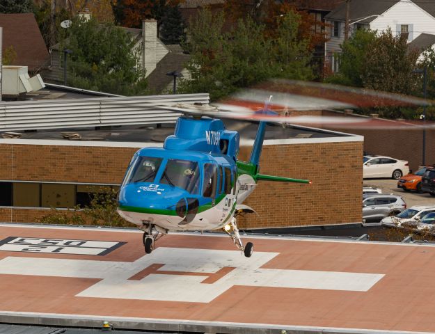 Sikorsky S-76 (N709P) - N709P, a Cleveland Clinic Critical Care Transport Sikorsky S76C+ departing from the Cleveland Clinic Fairview Hospital helipad (OH27) en route to the Cleveland Clinic South Pointe (80OI) this afternoon (27 Oct 2023). 