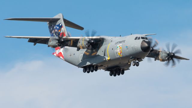 AIRBUS A-400M Atlas (N5421) - 54-21 with its brand new Air Defender 2023 tail on a short final to Joint Base Andrews' runway 19R after a flight from Halifax. Super happy to have been able to be one of the first to see this special livery!