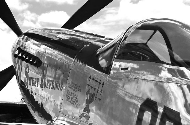 North American P-51 Mustang (N68JR) - This beauty A P-51 Mustang named Sweet Revenge was delivered to the USAAC ( Us Army Air Corps )br /8th Air Force on Friday January 5th 1945. Powered by a Rolls Royce Packard built V-1650-7 Merlin 12 cylinder liquid cooled engine. The sound of one of these is wonderful, if you like that kind of thing.br /When they get near there top speed of 437 mph the P-51 Makes a distinct and wicked sound as it passes by. 