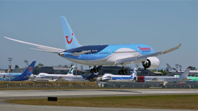 Boeing 787-8 (G-TUID) - BOE320 on final to Rwy 16R to complete a flight test on 8.7.13. (LN:106 cn 36424).