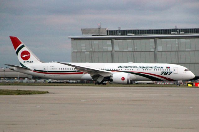 Boeing 787-9 Dreamliner (S2-AJY) - Taxiing to Stand 402 on 10-Jan-20 operating flight BBC1 from VGHS.