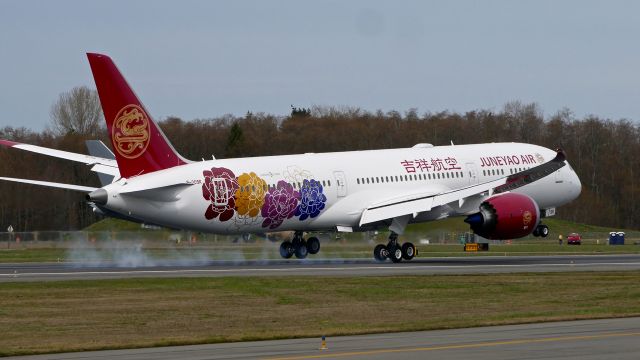 Boeing 787-9 Dreamliner (B-209R) - BOE983 touches down on Rwy 34L to complete a C1 flight on 3.25.19, (ln 825 / cn 64315).