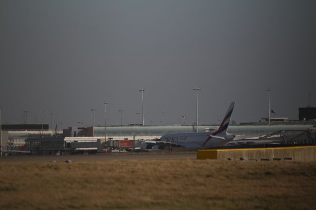 A6-EEX — - Airbus A380, Emirates parked at the terminal of Schiphol Amsterdam Airport.