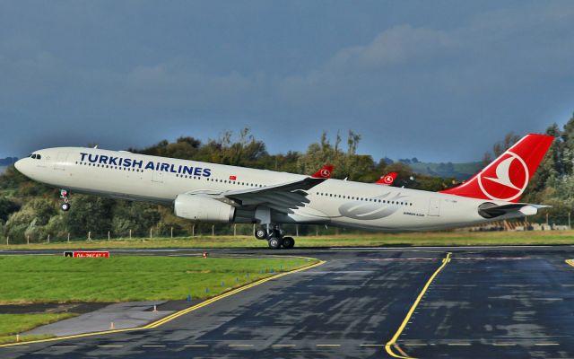 Airbus A330-300 (TC-JNK) - turkish airlines a-330-300 tc-jnk dep shannon after diverting in earlier on a medical emergency while enroute from jfk-istanbul 7/10/14.