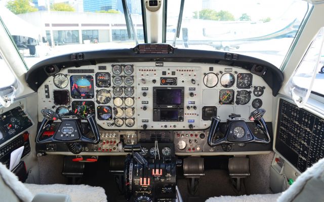 Beechcraft Super King Air 200 (N450S) - The cockpit of N450S seen at a Corporate Aviation expo at Burke Lakefront airport. Please look for more photos at Opshots.net