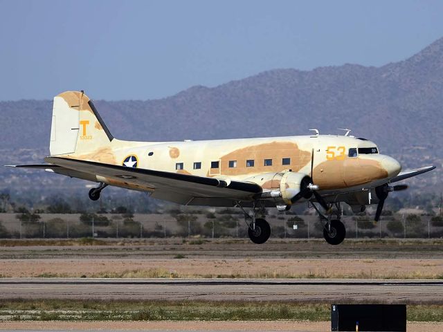 Douglas DC-3 (N53ST) - Commemorative Air Force Douglas C-47A Dakota N53ST arriving for Gateway Aviation Day on March 9, 2012.