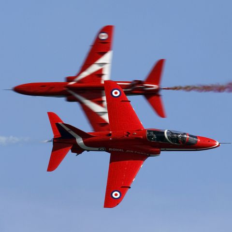 Boeing Goshawk (XX319) - The RAF Red Arrows British Aerospace Hawk T.1A XX319 [cn.162/312144]. The pass, displaying at Airbourne, Eastbourne's Seafront Airshow Sussex England.