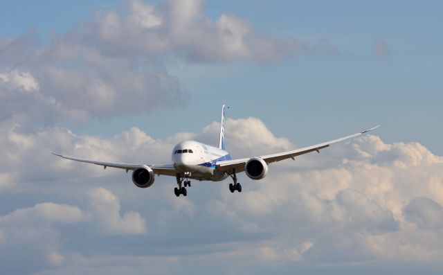 Boeing 787-8 (N787EX) - ANA 787-800 Landing at Paine Field after a test flight.