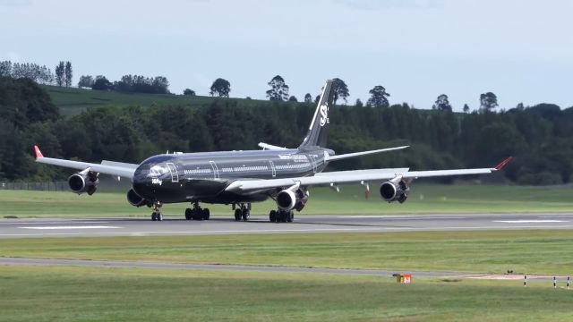 Airbus A340-300 (9H-TQM) - HiFly Malta "Black Beauty" landing at Edinburgh RW24