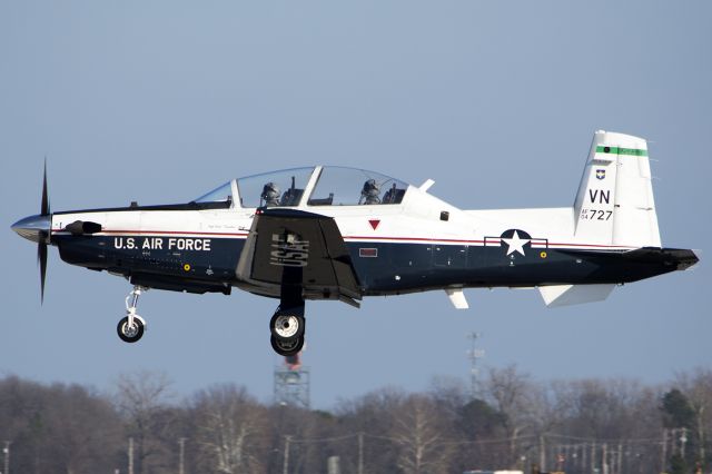 Raytheon Texan 2 (04-3727) - "Eight-Ballers", over the numbers, February 2013. 