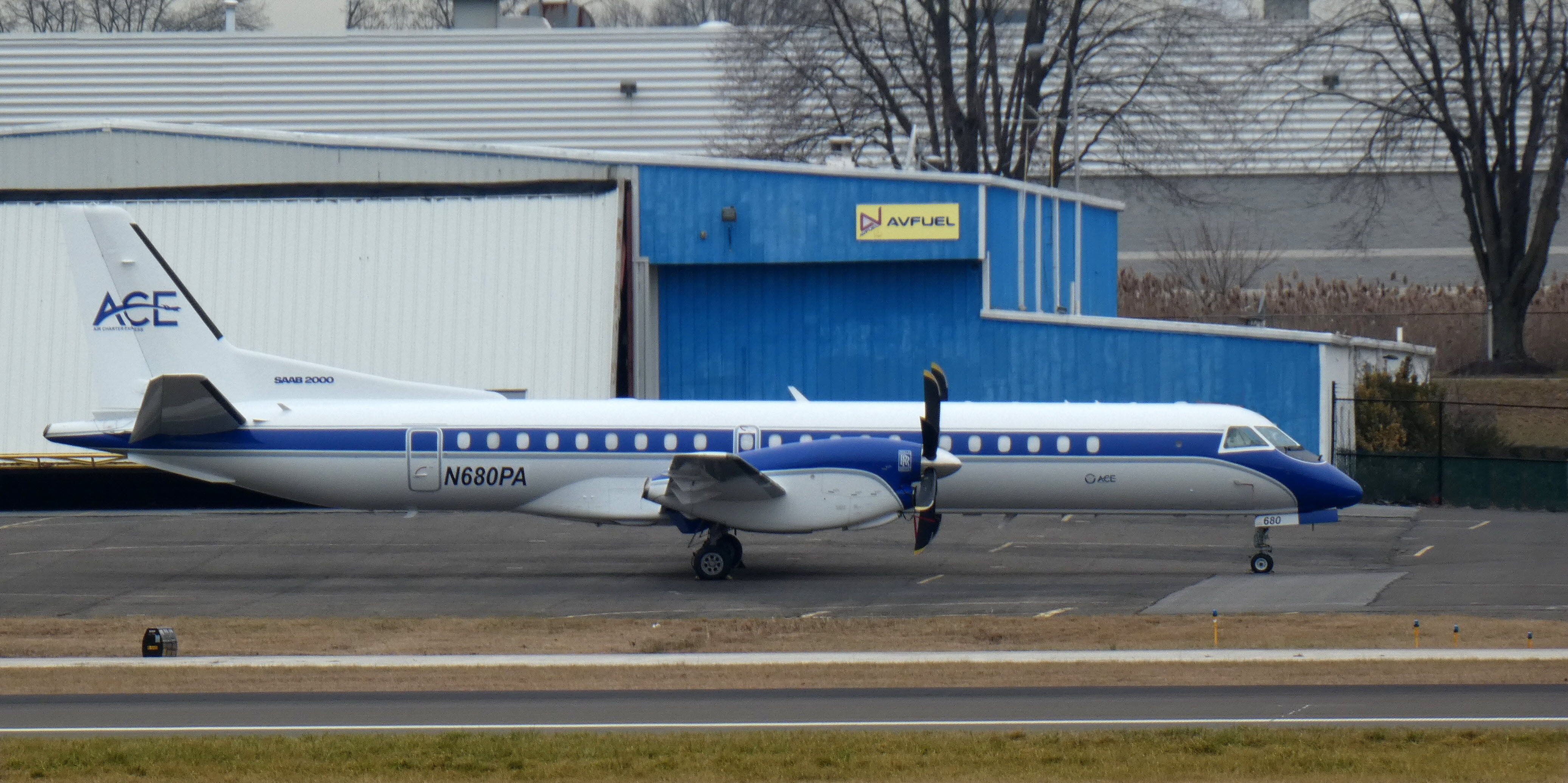 Saab 2000 (N680PA) - Catching some tarmac time is this 1995 Freight Runners Express Saab-Scania 2000 in the Winter of 2023.