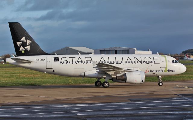 Airbus A319 (OO-SSC) - brussels airlines a319 oo-ssc arriving in shannon for painting 10/12/15.