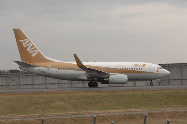 Boeing 737-700 (JA01AN) - Taxing at Narita Intl Airport on 2007/1/1 Gold Jet ANA c/s