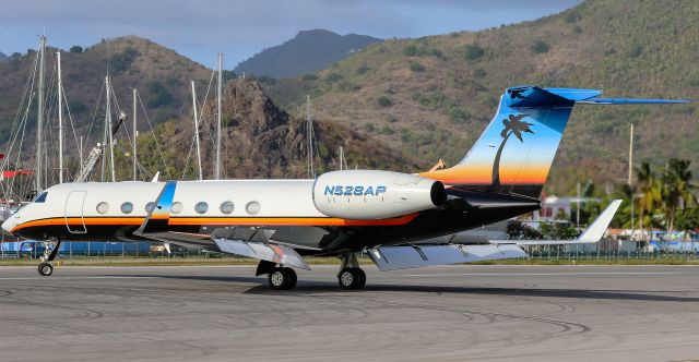 Gulfstream Aerospace Gulfstream V (N528AP) - Sorry for the first 1 it had to be deleted.br /br /One of the best painted Gulfstreams a have seen to date passing thru at out airfield at TNCM St Maarten Gulfstream Aerospace Gulfstream V (N528AP) seen back tracking the active runaway for parking.