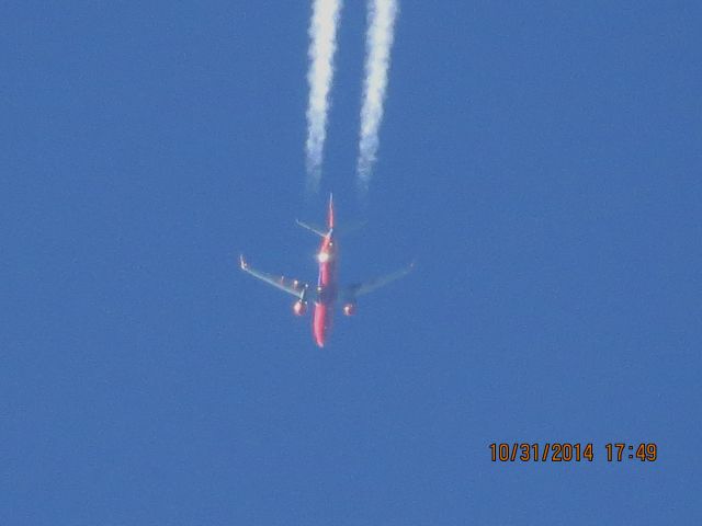 Boeing 737-800 (N8329B) - Southwest Airlines flight 8871 from ATL to DEN over Baxter Springs Kansas (78KS) at 38,000 feet.