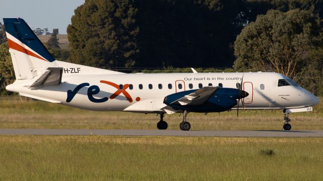 Saab 340 (VH-ZLF) - VH-ZLF seen backtracking along runway 32 at Narrandera Airport {NRA/YNAR} for the very short hop to Griffith Airport {GFF/YGTH} as "Rex 6469".