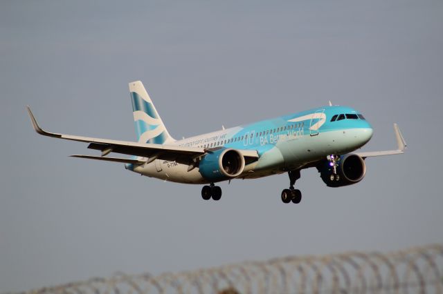 G-TTNA — - A BA A320neo, wearing the 'BA Better World' livery on final approach into LHR, landing on runway 27R.br /br /Location: Northern Perimiter Road (LHR), beside runway 27R.br /Date: 16.06.22 (dd/mm/yy)