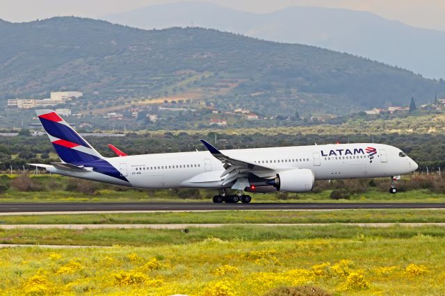 Airbus A350-900 (A7-AQA) - Qatar Airways brand new A350-900 (still in full Latam livery) touches down in Athens.