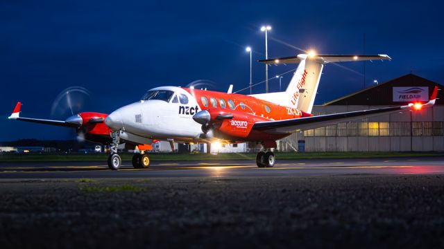 Beechcraft Super King Air 200 (ZK-LFI) - ZK-LFI starting up with the new NZCT sticker