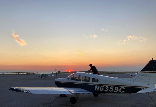 Piper Cherokee (N6359C) - Preflight at sunset, Cleveland, Ohio,  August 3, 2021