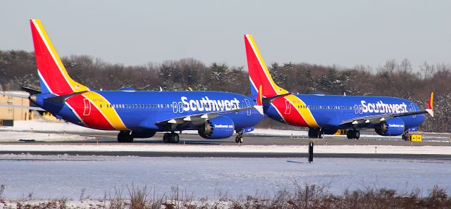 Boeing 737 MAX 8 (DOUBLE) - Two Southwest 737 MAX 8s on the ramp at BWI.