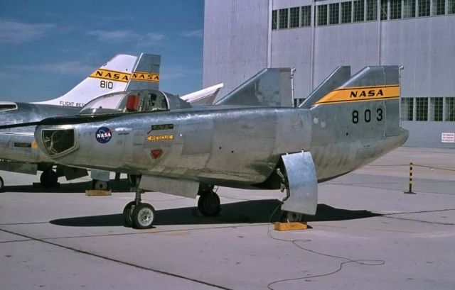 Experimental  (N803NA) - Northrop M2-F3 N803NA sits on static display at the May 16, 1973 Edwards AFB Open House next to the HL-10. Its sixteen glide flights in its original M2-F2 configuration ran from July 12, 1966 to May 10, 1967. Following Forrest Petersons accident on the sixteenth flight, it was rebuilt with a third vertical stabilizer. Its first flight as the M2-F3 took place on June 2, 1970 with Bill Dana flying the lifting body. He had been launched from the NB-52B by Squadron Leader Fisher and Captain Fritz. The M2-F3 made twenty-seven flights after modification. The last flight was made on December 20, 1972 by John Manke, five months before this picture was taken.