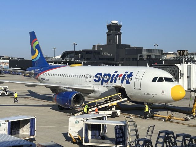 Airbus A320 (N635NK) - June 25, 2024 - gate 10 awaits for flight to Boston Logan 