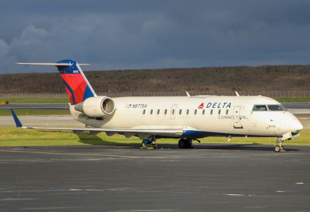 Canadair Regional Jet CRJ-200 (N8755A) - Endeavor Air CRJ-200 sitting at the maintenance hangar at CVG.