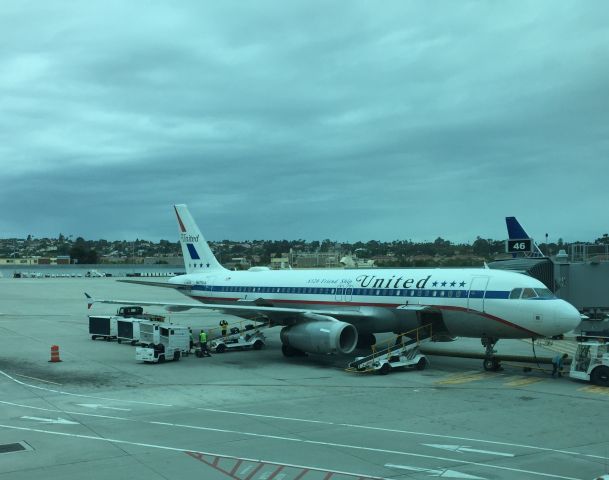 Airbus A320 — - We flew from Denver to San Diego today on this 50th anniversary commemorative plane painted in the original United livery. Anyone know how many they did up like this? 