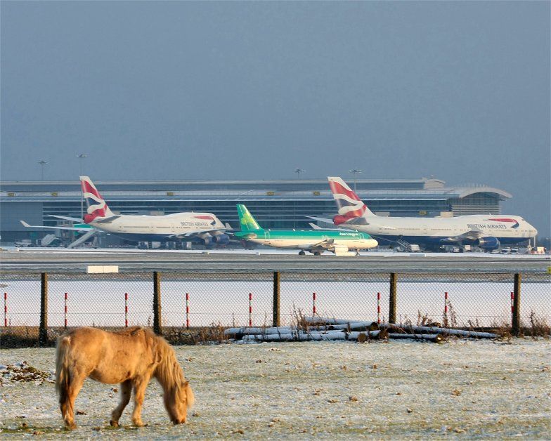 Boeing 747-200 — - The scene at Dublin, Ireland on 20th December 2010.  With most Uk airports closed, Dublin, Ireland accepted a large number of wide bodied diversions including these 2 Boeing 747's of British Airways