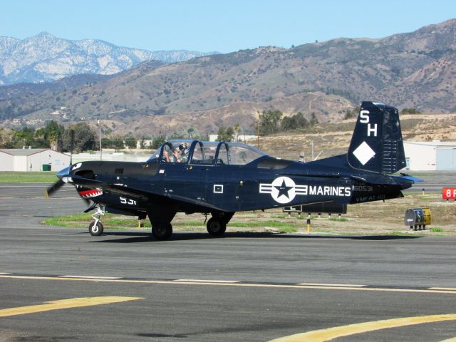 16-0531 — - Beechcraft T-34C Turbo Mentor from VMFAT-101, Marine Fighter Attack Training Squadron 101, based at Marine Corps Air Station Miramar, taxiing to RWY 8R