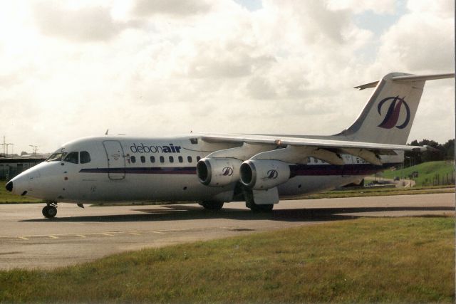 British Aerospace BAe-146-200 (G-DEBE) - Taxiing for departure in Sep-98.br /br /With Debonair from Aug-96 to Dec-99.  Transferred to Ireland 18-Jan-06 as EI-DMK then became G-FLTF, N140CA and FAB-105 for Transporte Aéreo Militar.