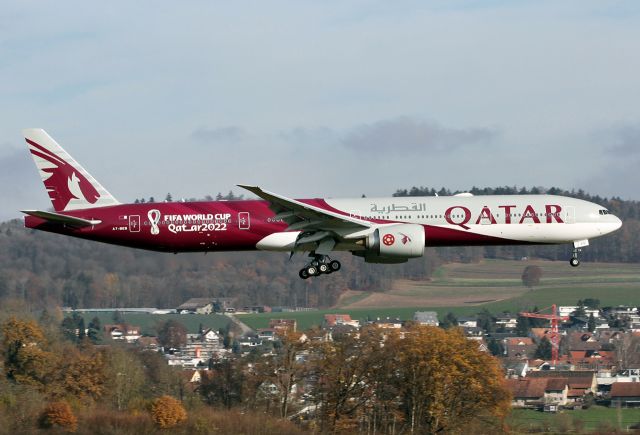 BOEING 777-300 (A7-BEB) - "FIFA World Cup Qatar 2022" special colours. First time visitor at ZRH.