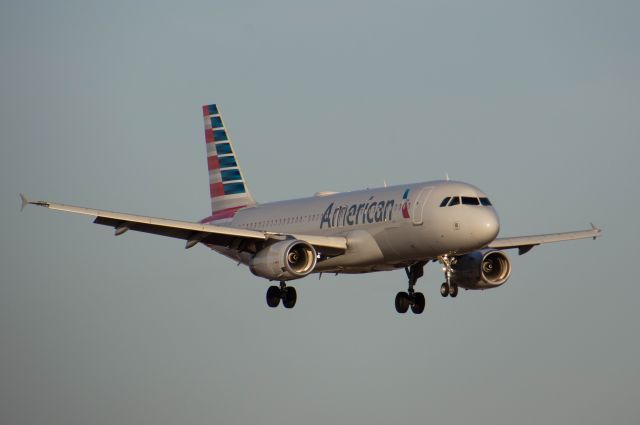 Airbus A320 (N601AW) - American 1838 is floating into Des Moines Runway 23 at 5:22 PM CST. Photo taken March 4, 2020 with Nikon D3200 at 330mm.